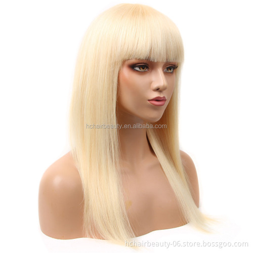 Wholesale 613 Blonde Wig Machine Made None Lace Front Wig Brazilian Straight Human Hair Wigs With Bangs